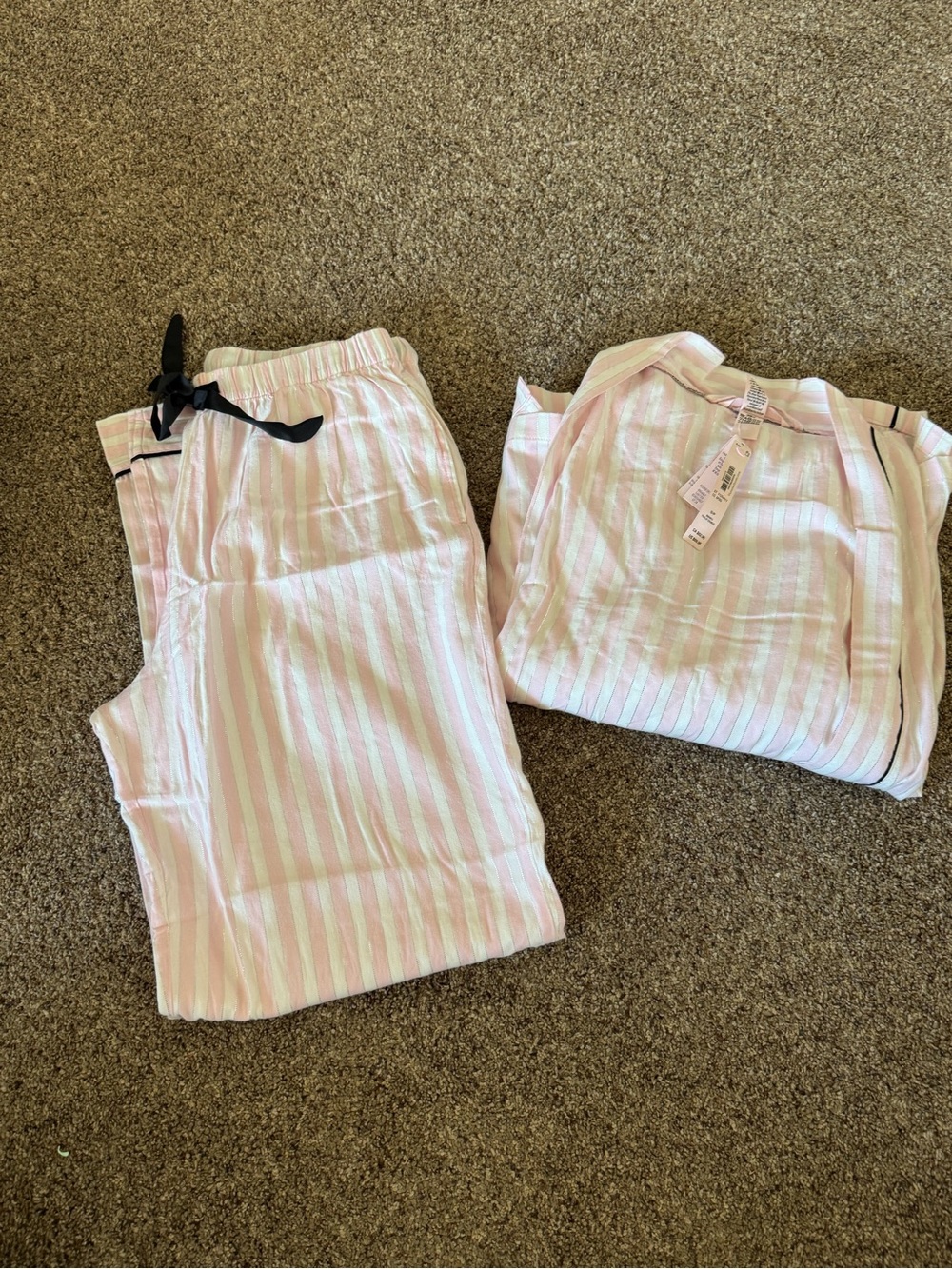 Women’s Pink and White Stripe Pajama Set